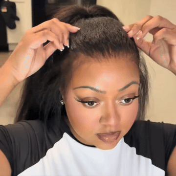 Confortable & Légère Perruque En Dentelle 360 Kinky Straight Casquette À Cordon Flexi-Fit Invisible