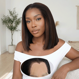 Perruque Gluesless Bob SDD Lisse Vietnamien Vierge 13x6 Highlight Ligne en M Sans Effort Sans colle