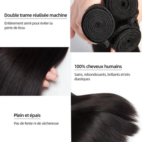 Faisceaux droit avec fermeture extensions cheveux humains - SHINE HAIR