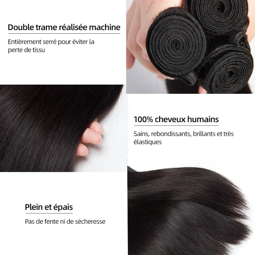 Faisceaux droit avec fermeture extensions cheveux humains - SHINE HAIR