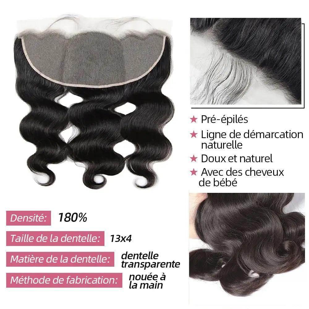 Faisceaux onde corporelle avec fermeture extensions cheveux humains - SHINE HAIR