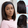 Short Wig Bob Lisse Zéro Lace Glueless à Bande Élastique Mix Noir & Châtain Premium