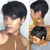 𝓑𝓾𝔂 𝟏 𝓖𝓮𝓽 𝟏𝟏💗Perruque Glueless Couleurs Noir+#4-27 Mèches Brunes Highlight Pixie Sans Colle