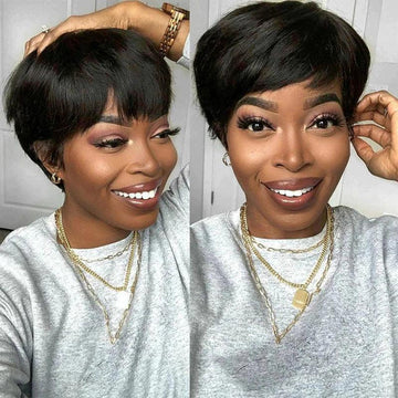 3 Colors Pixie Wig Short Natural Human Hair