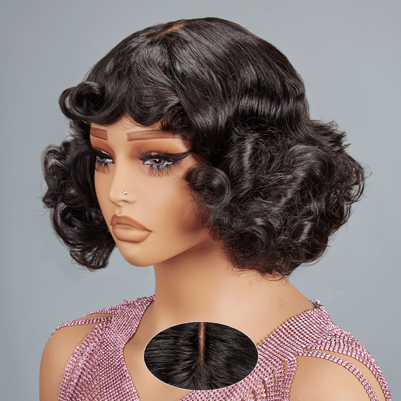 Glueless Faux Cuir Chevelu Bob Perruque Sans Colle Rose Bouclé 3s Wear Go - SHINE HAIR