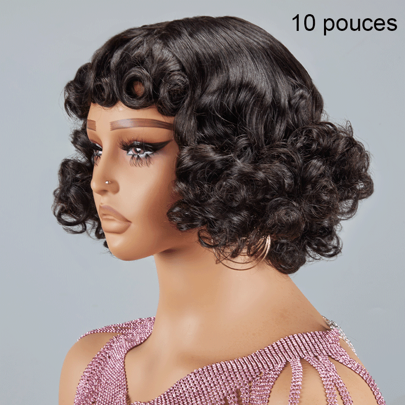 Glueless Faux Cuir Chevelu Bob Perruque Sans Colle Rose Bouclé 3s Wear Go - SHINE HAIR