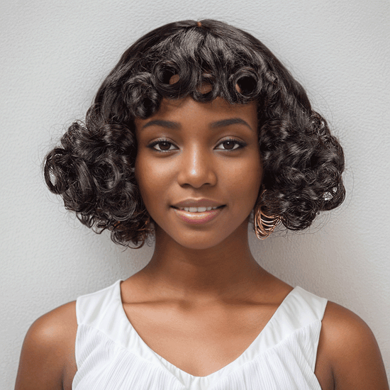 Glueless Faux Cuir Chevelu Bob Perruque Sans Colle Rose Bouclé 3s Wear Go - SHINE HAIR