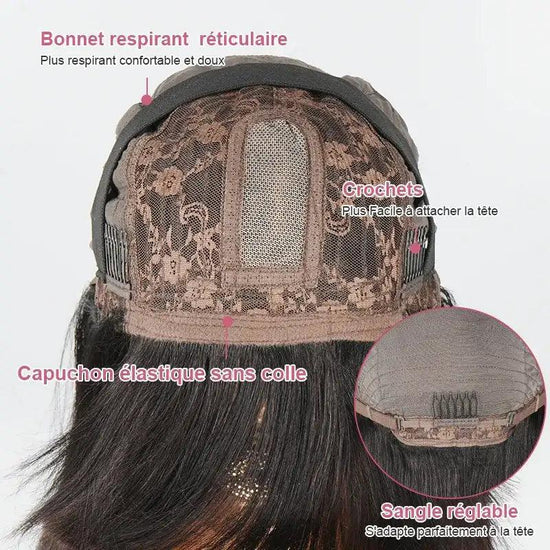 Glueless Marron Highlight Perruque Sans Colle à Frange Brésilien Body Wave - SHINE HAIR