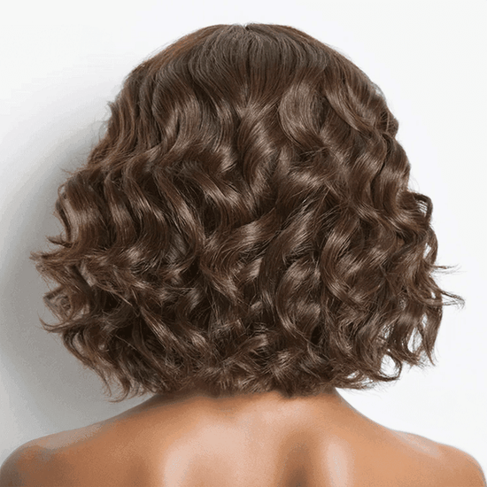 Glueless Mignon Couleur Marron Loose Wave Perruque Bob Sans Colle Avec Franges - SHINE HAIR