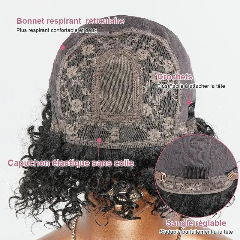 Glueless Mignon Couleur Marron Loose Wave Perruque Bob Sans Colle Avec Franges - SHINE HAIR