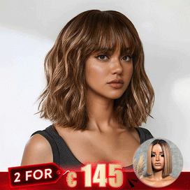 2 𝑭𝑶𝑹 €145🔥Variété Styles Glueless Adapté Aux Débutants Couleur Highlight Bob Perruque Sans Colle