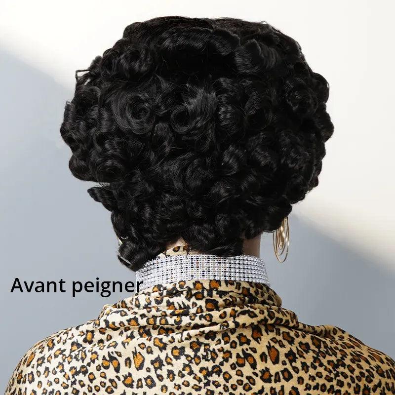 Naturel Glueless Stylisé Boucles Rebondies 99j/Highligh Marron Bob Perruque Sans Colle - SHINE HAIR
