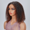 Nouveau 9x6 Glueless Marron Highlight Kinky Curly Bob Perruque Sans Colle - SHINE HAIR