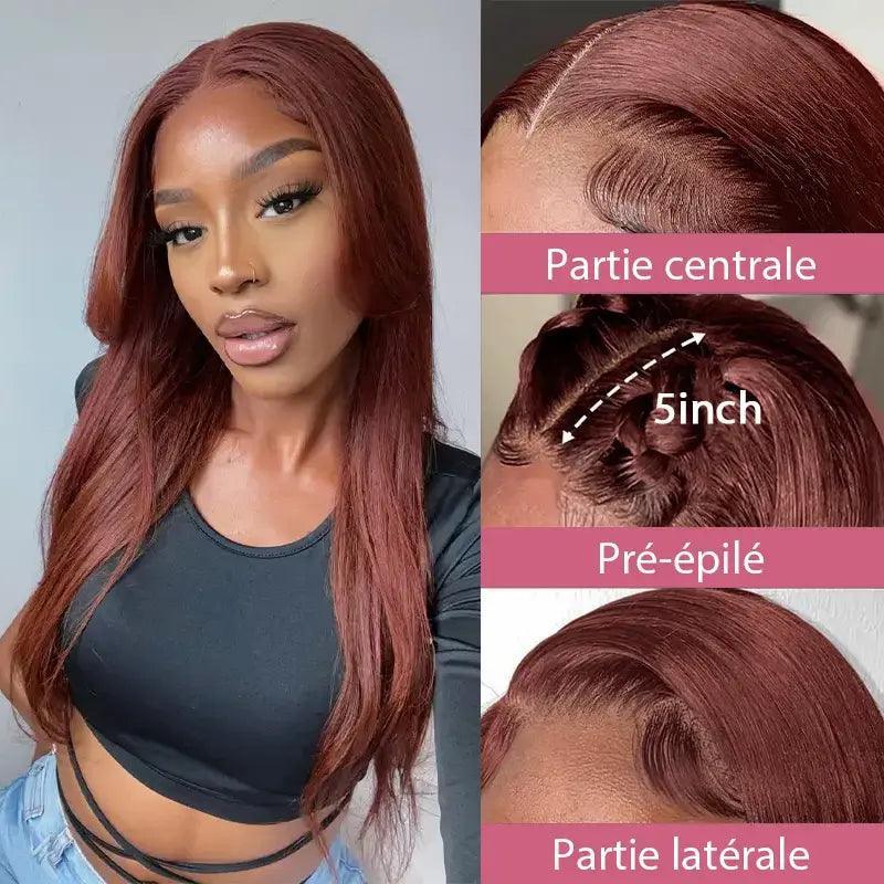 Partager La Beauté 7x5 Glueless Naturel/Brun Rougeâtre €100 Réduction Perruques Sans Colle - SHINE HAIR