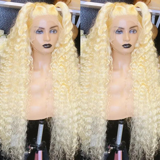 Perruque 13x4 frontale Couleur #613 Blonde Curly Wave Bouclé Cheveux Humains - SHINE HAIR