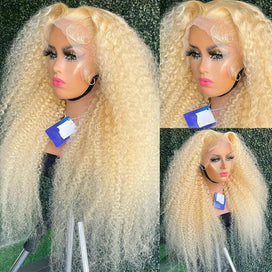 Perruque 13x4 frontale Couleur #613 Blonde Curly Wave Bouclé Cheveux Humains - SHINE HAIR