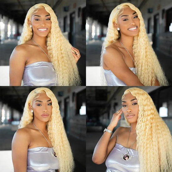 Perruque 13x4 frontale Couleur #613 Blonde Curly Wave Bouclé Cheveux Humains - SHINE HAIR