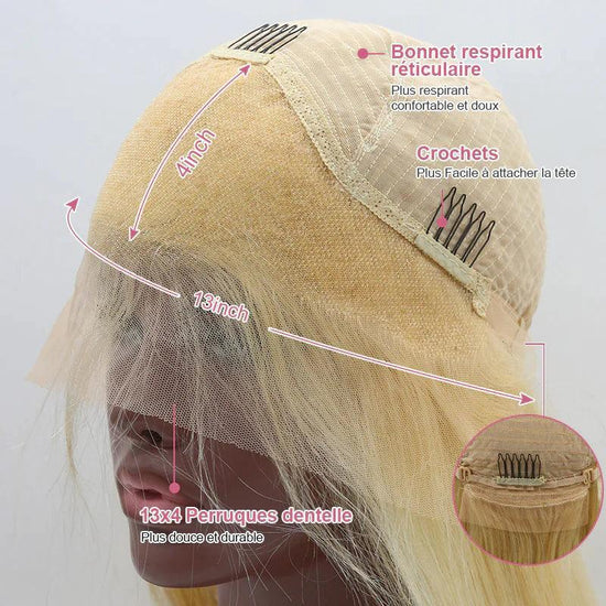 Perruque 13x4 frontale Couleur #613 Blonde Curly Wave Bouclé Cheveux Humains - SHINE HAIR