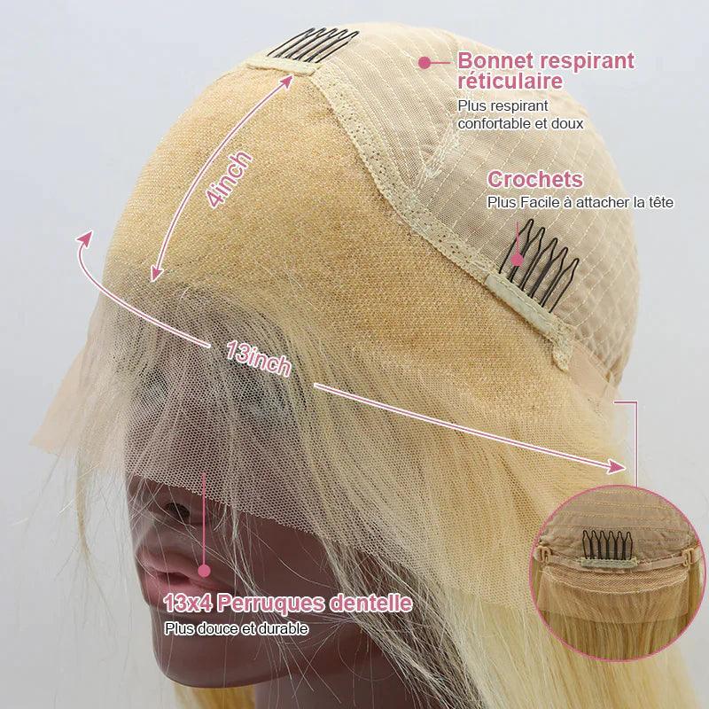 Perruque 13x4 frontale Couleur #613 Blonde Curly Wave Bouclé Cheveux Humains - SHINE HAIR