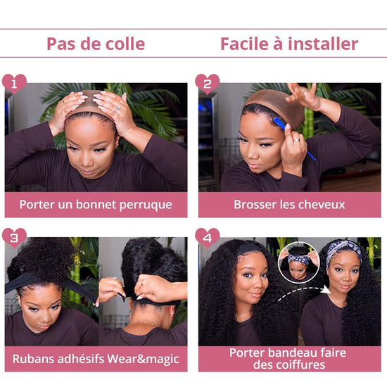 Perruque bandeau Bouclée Cheveux humains - SHINE HAIR