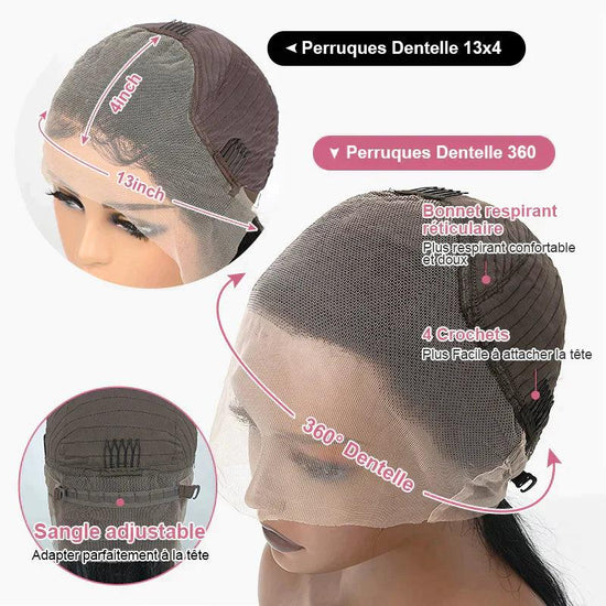 Perruque lace frontale 360 brésilien cheveux humains Straight - SHINE HAIR