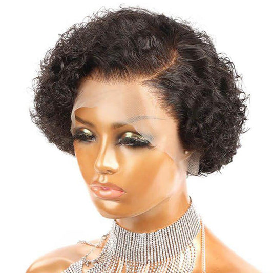 Pixie Cut Curly Court Bob Perruque Side Part - SHINE HAIR