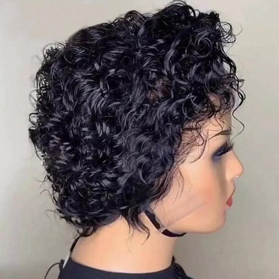 Pixie Cut Curly Court Bob Perruque Side Part - SHINE HAIR