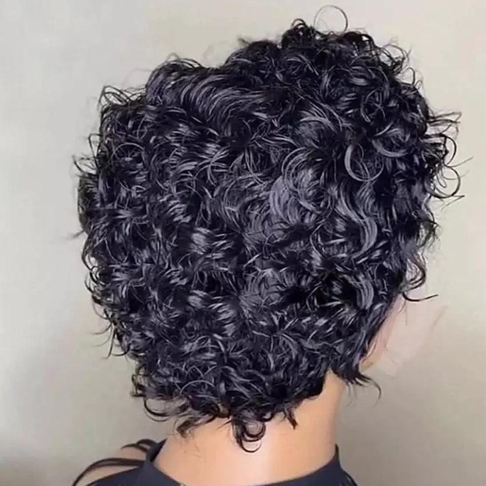 Pixie Cut Curly Court Bob Perruque Side Part - SHINE HAIR
