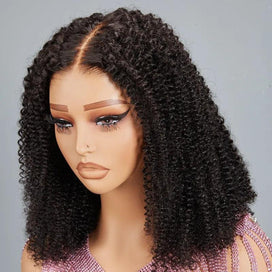 Populaire Glueless Nœuds Pré-blanchis Kinky Curly 4x4 13x4 Perruque Sans Colle 250%Densité