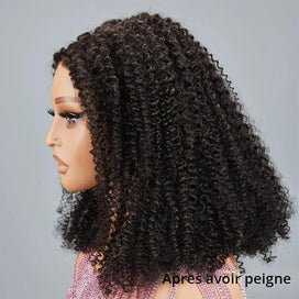 Populaire 9x6 Glueless Nœuds Pré-blanchis Kinky Curly Perruque Sans Colle 250%Densité