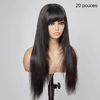 3x1 Dentelle Yaki Straight Perruque Sans Colle Avec Frange Cheveux Humains