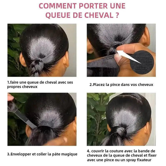 Queue cheval droite Extension cheveux humains Queues cheval hautes - SHINE HAIR