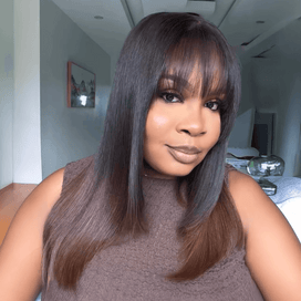 Glueless Mèches Brun Couleur 13x4/4x4 Perruque Sans Colle Cheveux Humains Lisse