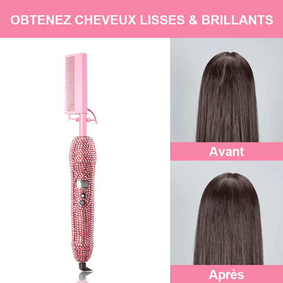 SHINE Peigne Lisseur Électrique Avec Diamants Pour Cheveux 30s Chauffage Rapide & Température Réglable - SHINE HAIR