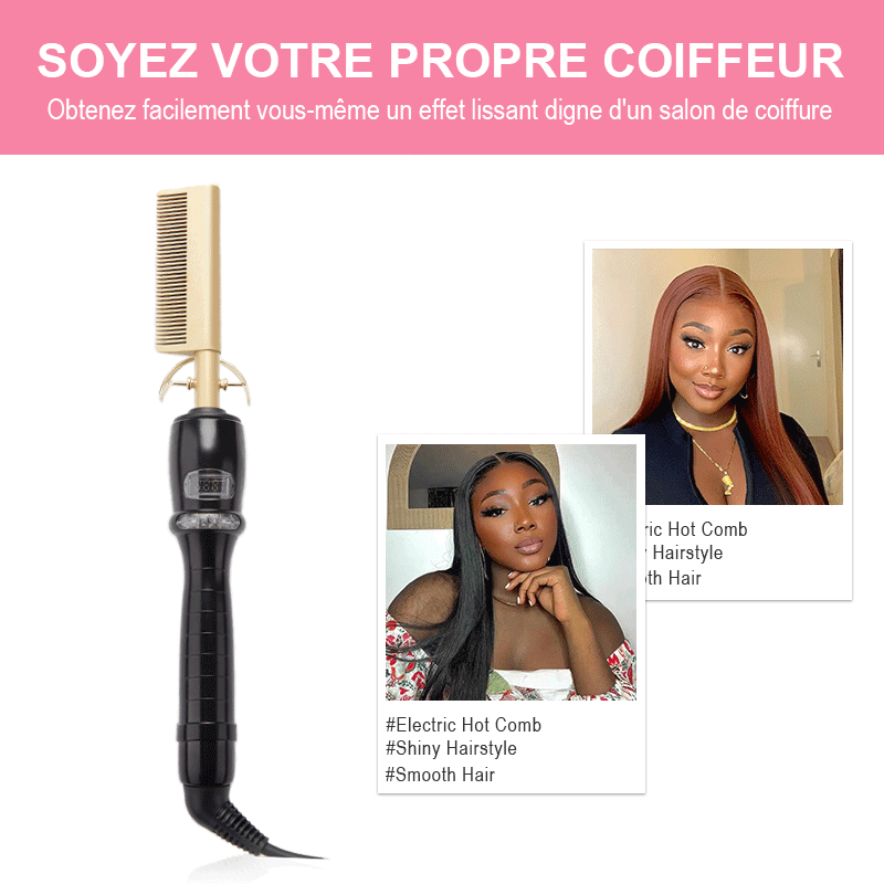 SHINE Température Réglable Peigne Lisseur Électrique Pour Cheveux 30s Chauffage Rapide - SHINE HAIR