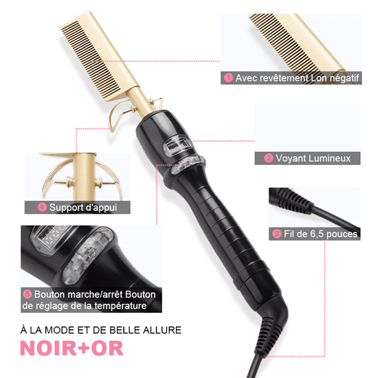 SHINE Température Réglable Peigne Lisseur Électrique Pour Cheveux 30s Chauffage Rapide - SHINE HAIR