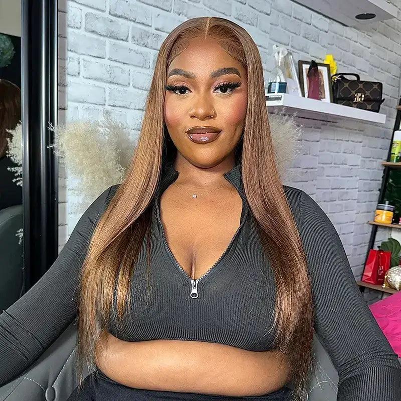 Un Acheté Un Gratuit 7X5 Glueless Brun chocolat Perruque(Perruque Bob gratuite 12'') - SHINE HAIR