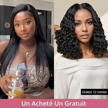 Un Acheté Un Gratuit 13x4 Glueless Droit Perruque(Perruque Bob gratuite 12'')