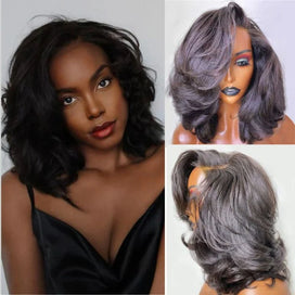 Glueless Couche Effortless Lace 300% Densité Bob Doux & Volumineux 5x5 Perruque Sans Colle Ondulé
