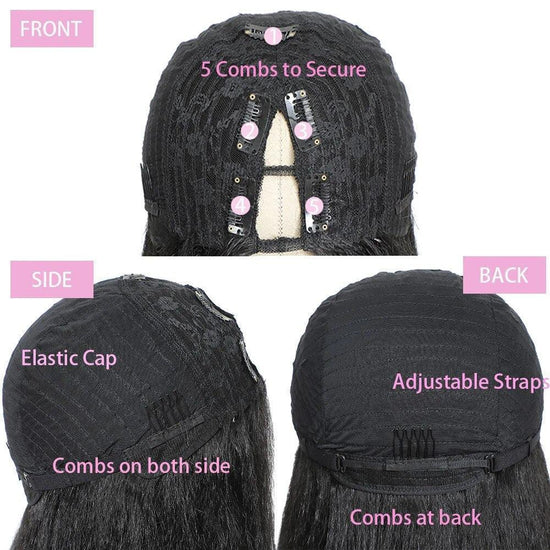 V Partie Perruque Cheveux Humains Kinky Straight Brésiliens 200% Densité - SHINE HAIR