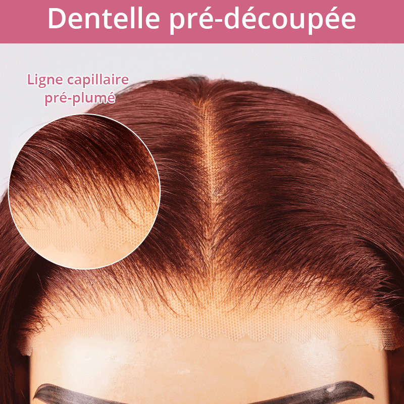 🔥Vente Flash 7x5 Glueless Pré-épilé Brun Rougeâtre Couleur Perruque Sans Colle Lisse - SHINE HAIR