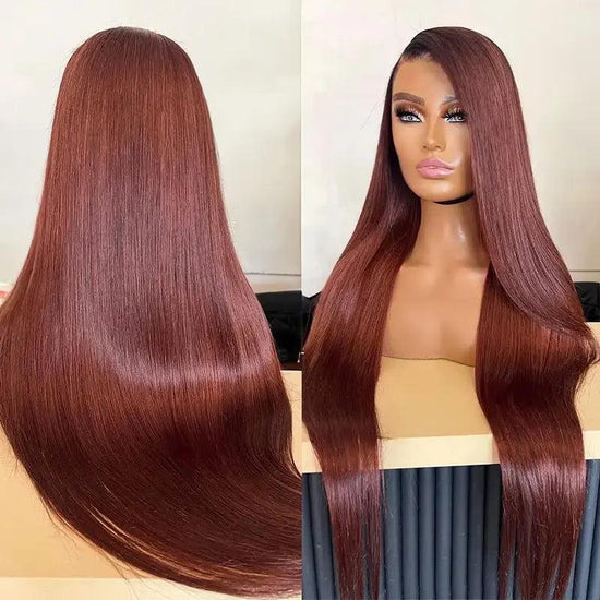 🔥Vente Flash 7x5 Glueless Pré-épilé Brun Rougeâtre Couleur Perruque Sans Colle Lisse - SHINE HAIR